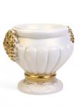 Вазон для цветов «Чаша. Виноградная лоза», 3.5 л, 32?29?29 см, гипс, белый, золотистый