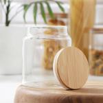 Банка стеклянная для сыпучих продуктов с бамбуковой крышкой Magistro «Эко», 650 мл, 10?12,5 см