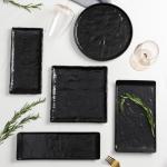 Блюдо Magistro Pietra lunare для подачи, 25?12 см, фарфор, цвет чёрный