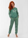 Костюм женский кулирка с брюками "ЗИМНИЙ ЛЕС" ЗЕЛЕНЬ