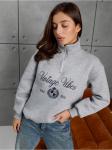 Свитшот "Вайбс" Серый Меланж Женский