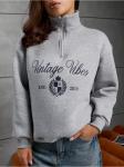 Свитшот "Вайбс" Серый Меланж Женский