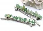 Женская заколка для волос с авантюрином зеленым 6,5*0,8*1,3см