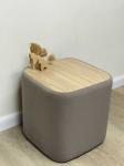 Пуфик дизайнерский серо-бежевый (шпон дуба)
