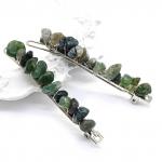 Женская заколка для волос с агатом моховым 6,5*0,8*1,3см