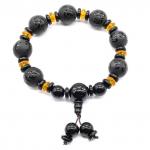 Браслет Дзи Мантра шарик 14мм с агатом, 18см