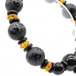 Браслет Дзи Мантра шарик 14мм с агатом, 18см