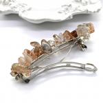 Заколка автомат для волос с рутиловым кварцем 6*1,5*1,5см