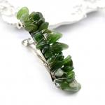 Заколка автомат для волос с нефритом 6*1,5*1,5см