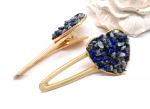 Зажим для волос Сердце с камнем лазурит 7,5*3,3*2см