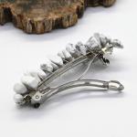 Заколка для волос с натуральным камнем кахолонгом 6*1,5*1,5см