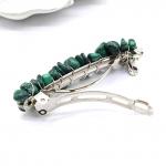 Заколка автомат для волос с малахитом 6*1,5*1,5см