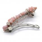 Заколка автомат для волос с опалом розовым 6*1,5*1,5см