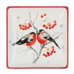 MILLIMI Снегири Блюдо квадратное 15х15х2,9см, керамика