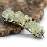 Заколка автомат для волос с натуральным камнем пренитом 6*1,5*1,5см