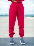 Брюки джоггеры женские красный с начесом