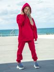 Брюки джоггеры женские красный с начесом