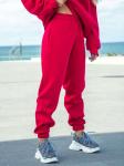 Брюки джоггеры женские красный с начесом