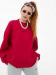Свитшот женский оверсайз с начесом красный