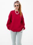 Свитшот женский оверсайз с начесом красный