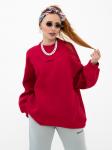 Свитшот женский оверсайз с начесом красный