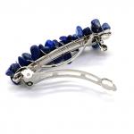 Заколка автомат для волос с камнем лазурит 6*1,5*1,5см