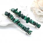 Женская заколка для волос с малахитом 6,5*0,8*1,3см