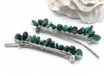 Женская заколка для волос с малахитом 6,5*0,8*1,3см