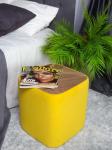 Пуфик  дизайнерский желтый (шпон ореха)