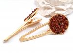 Зажим для волос Круг с яшмой красной 7*3*2см