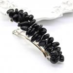 Заколка автомат для волос с обсидианом 6*1,5*1,5см