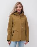 Ветровка спортивная женская с капюшоном softshell горчичного цвета 9566G