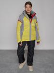 Горнолыжная куртка женская зимняя желтого цвета 2272J