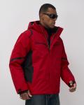 Горнолыжная куртка мужская зимняя красного цвета 7617Kr