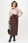 Платье Aira Style 24129/1 пудра+коричневый