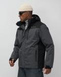 Горнолыжная куртка мужская зимняя темно-серого цвета 7611TC