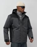 Горнолыжная куртка мужская зимняя темно-серого цвета 7611TC