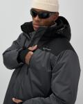 Горнолыжная куртка мужская зимняя темно-серого цвета 7611TC