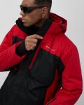 Горнолыжная куртка мужская зимняя красного цвета 7616Kr