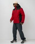 Горнолыжная куртка мужская зимняя красного цвета 7611Kr