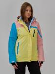 Горнолыжная куртка женская зимняя желтого цвета 16_1J