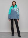 Горнолыжная куртка женская зимняя бирюзового цвета 2337Br