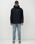 Ветровка спортивная мужская с капюшоном softshell черного цвета 9563Ch