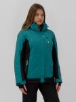 Горнолыжная куртка женская зимняя зеленого цвета 027Z