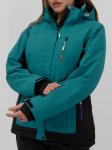 Горнолыжная куртка женская зимняя зеленого цвета 027Z