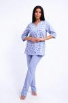 Пижама с брюками футер с начёсом (01059, голубой)