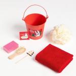 Набор подарочный новогодний «Этель. С новым годом!», 6 предметов, полотенце, мочалка, расчёска