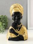 Бюст полистоун «Африка - мать и дитя», чёрный с золотом, 12.5?10?21.5 см