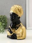 Бюст полистоун «Африка - мать и дитя», чёрный с золотом, 12.5?10?21.5 см