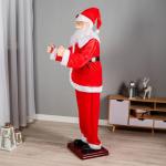 Дед Мороз "С украшением на колпаке" реакция на движение, танцует, 180 см, красный